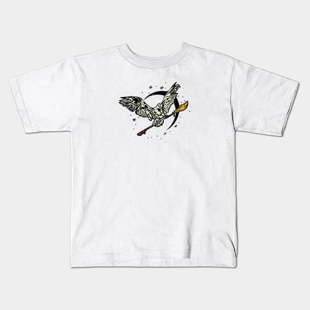 Hedwig with a Broom Kids T-Shirt by Nataliatcha23